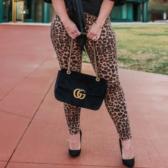 Good American Good Waist Leopard Print Jeans Sz 14/32 Cheetah Animal Print - Picture 1 of 5